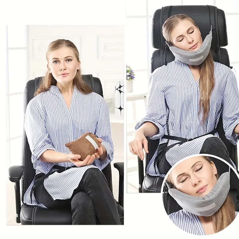 Almohada de viaje de espuma viscoelástica, almohada colgante portátil, accesorios de viaje ligeros, soporte para el cuello, almohadas cervicales