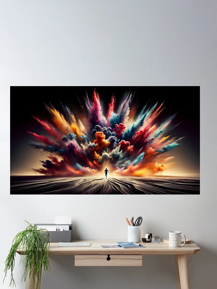 Inspirational Colorful Blast Desert Sky Art Print Canvas Poster, Living Room Decor, Home Wall Picture
