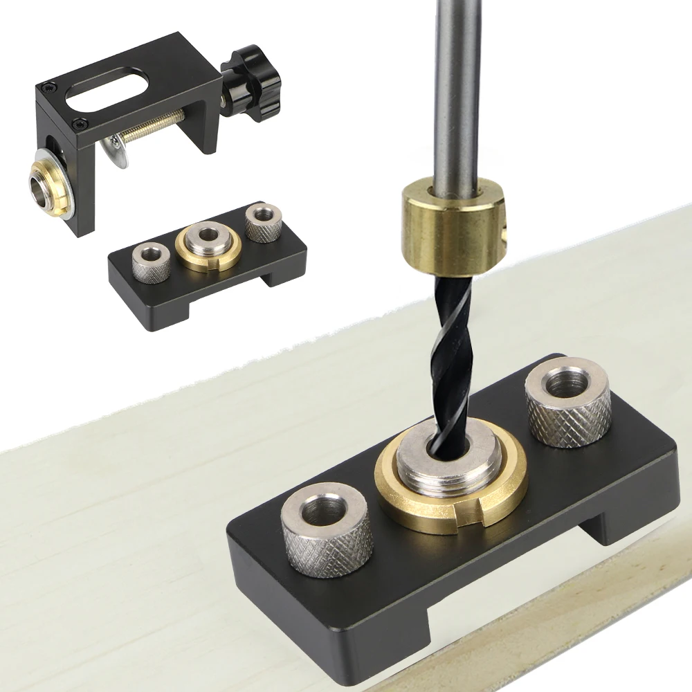 For Drilling Guide Locator Puncher Tools 3 In 1 Doweling Jig Woodworking Pocket Hole Jig Adjustable With 8/15mm Drill Bit