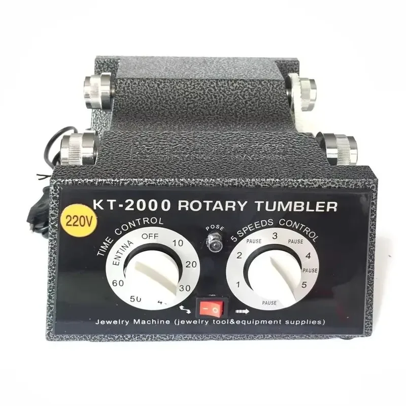 5 kg Rotary Tumbler Jewelry Polisher Bead Suace Cleaner Drum Polishing Finisher hine KT 2000 with Timer for Chamfering