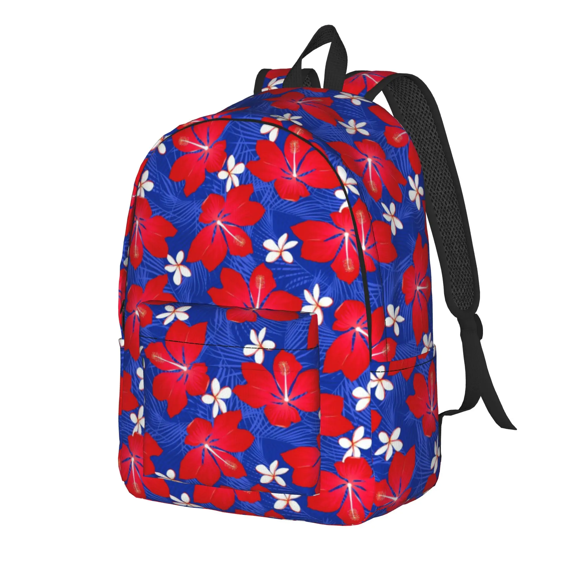 Tropical Hibiscus Palm    Backpack Student Unisex  Large Backpacks Polyester Funny High School Bags Trekking Colorful Rucksack