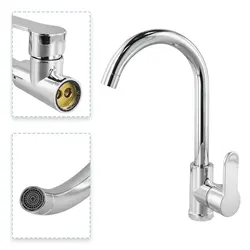 Torneira de cozinha de aço plástico Single Handle Misturador de pia giratória Torneiras de água quente e fria, Deck montado, banheiro