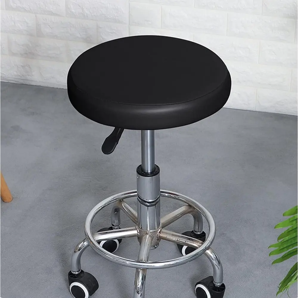 

2pcs Waterproo Bar Stool Cover PU Leather Round Stool Seat Cover Elastic Stretch Sn Lit Chair Slipcover or Home Kitchen