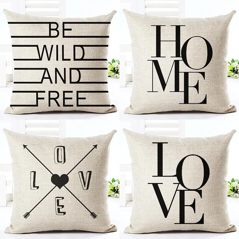 Cozy couch cushion cover Home Decorative pillows Simple Word LOVE Style Printed seat back cushions square 45x45cm pillowcases