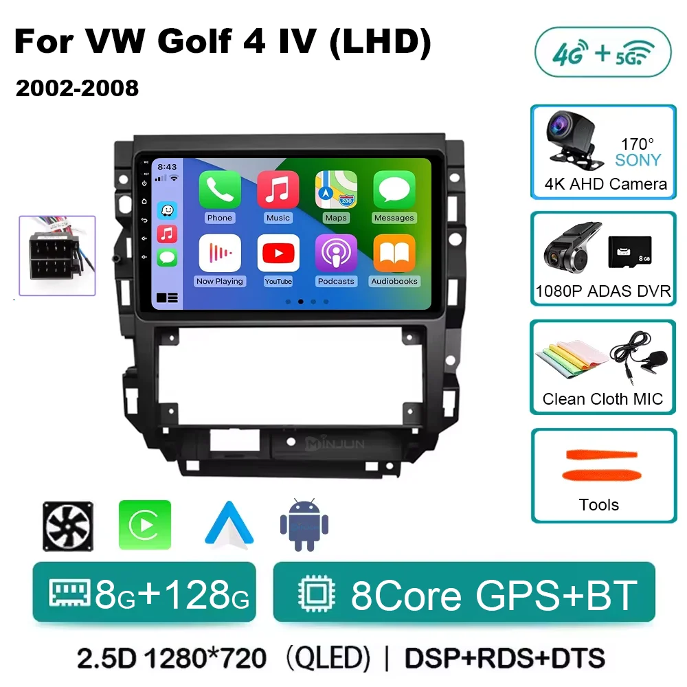 Android 15 Autoradio Voor Volkswagen VW Golf 4 Jetta MK4 Klassiekers Auto Multimedia Speler Stereo Carplay Auto Audio GPS Geen 2 DIN
