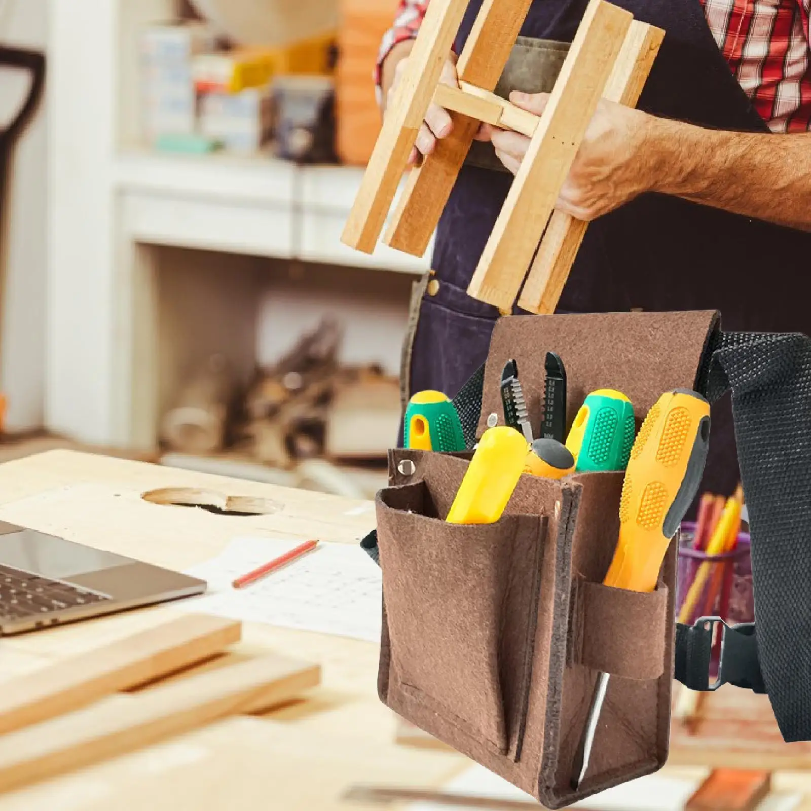 

Поясная сумка для инструментов, простая для переноски, многофункциональная, износостойкая, портативная, универсальная сумка для плотника, строительства, сантехника, мастера