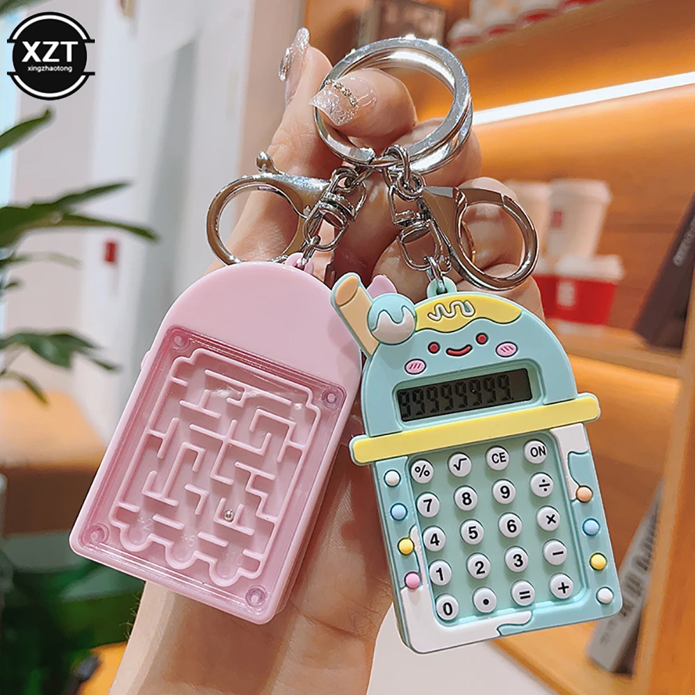 Cute Creative 8 Digital Calculator Portable Keychain Candy Color Mini Calculator School Office Supplies for Student Gifts