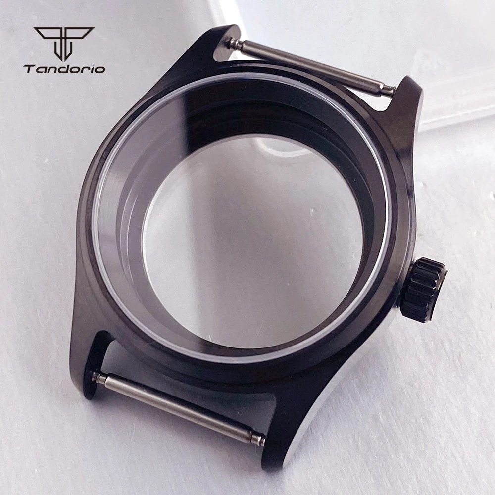 PVD Matt-Schwarz 36mm/39mm Piloten-Uhrengehäuse Passend für NH35 NH36 NH38 ETA2824 PT5000 Saphirglas Taucheruhr Wasserdichtes Armbanduhr-Mod-Teile
