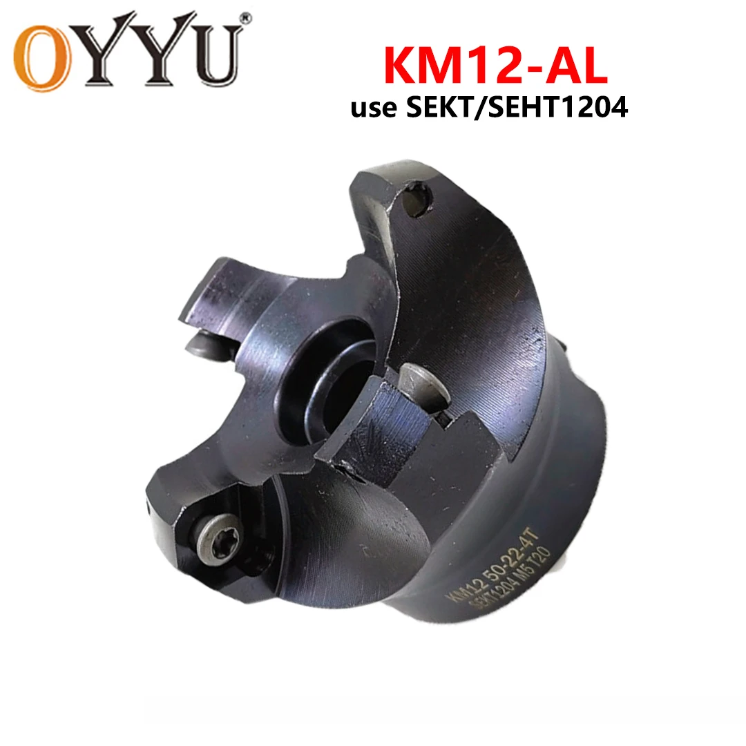 

OYYU KM12 Black Face Milling Tool Holder 45 Degree Cutter Head CNC 50 63 80 100mm SEKT1204 Carbide Insert Tools for Aluminum