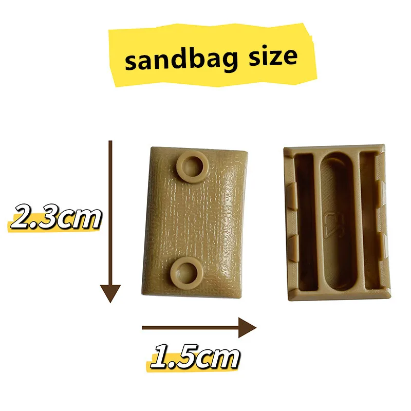 50pcs Military Building Blocks Sandbag Bunker Obstacle Sandbag Accessories Equipment Scene Block Children Educational Toys