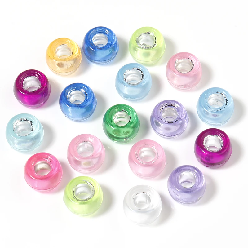 100pcs 9mm Acrylic Bucket Shape Bead Transparent Mixed Color Loose Spacer Beads for Jewellery Making DIY Bracelets Accessories
