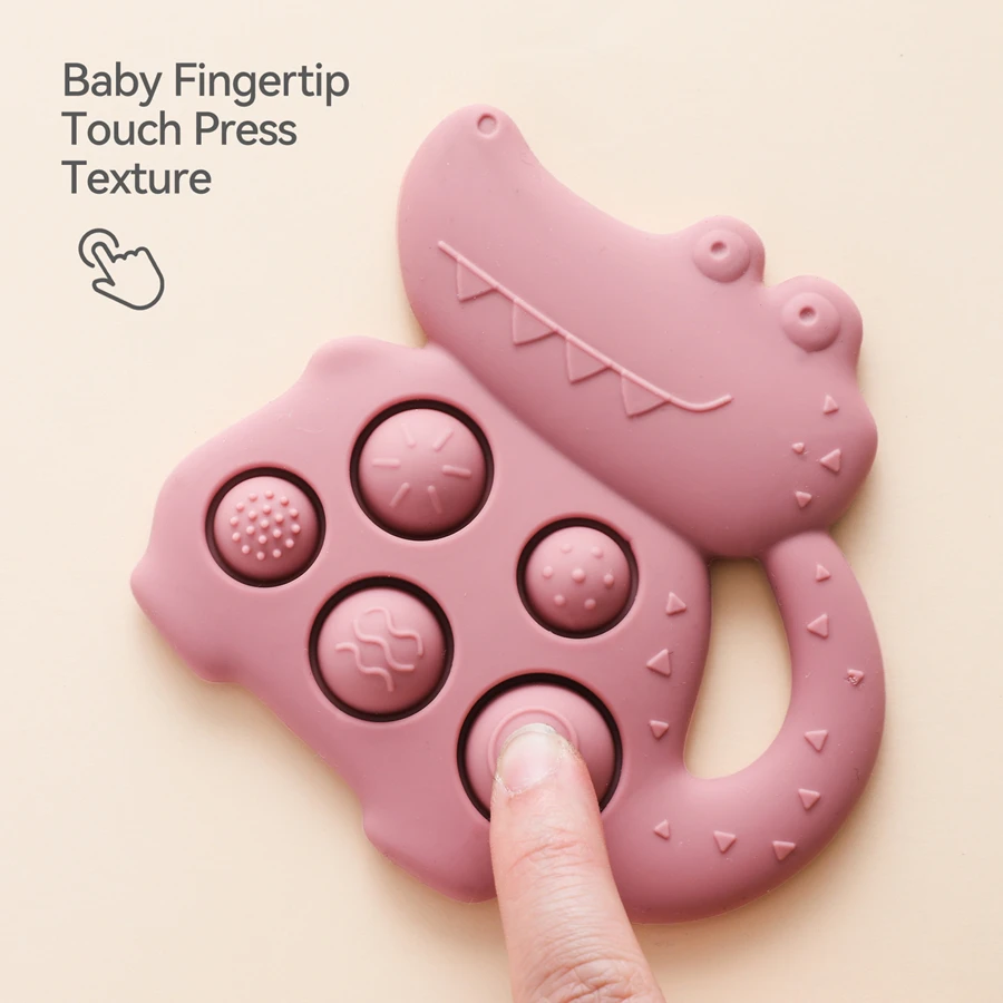 Bebê silicone mordedor brinquedo bpa livre mordedor dentes recém-nascidos acessórios dos desenhos animados dinossauro infantil calmante dentição brinquedos