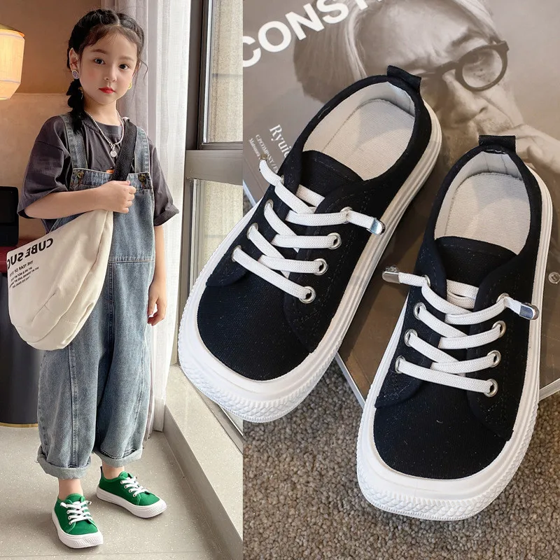 Unisex Children Casual Shoes Fashion Student Canvas Shoes for Girls Sneakers Kids Sport Shoes Orange Black Green Leopard grain