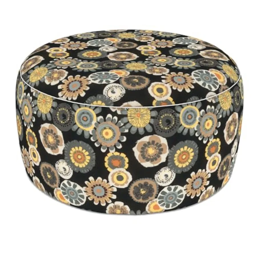 

Indoor/Outdoor Extra Large Inflatable Ottoman Pouf D31 x H14 Inch, Round Footstool with Handle, Weather-Resistant Portable Furn