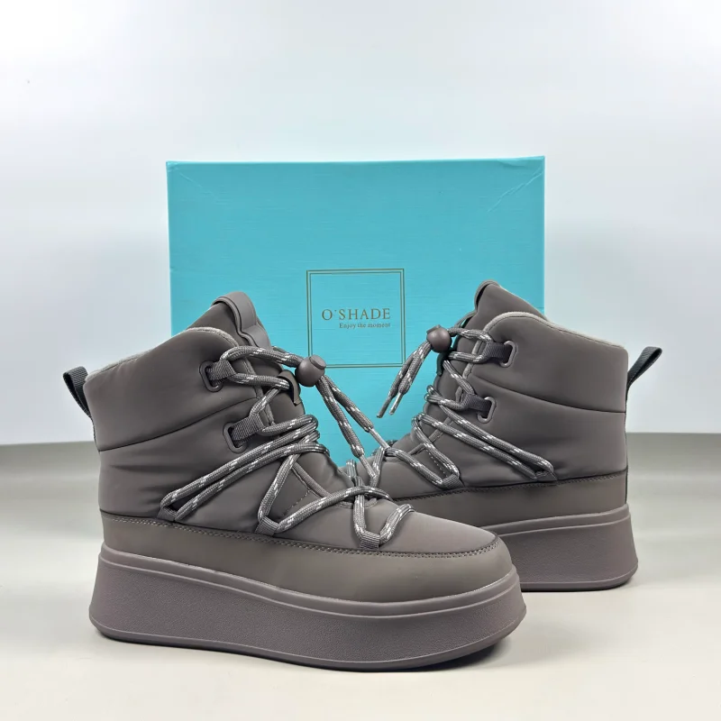 

Warm Woolen Snow Boots 30℃ Heightening Cold Resistant Comfortable Versatile Winter Faion Mid-Calf Cross Strap Boots