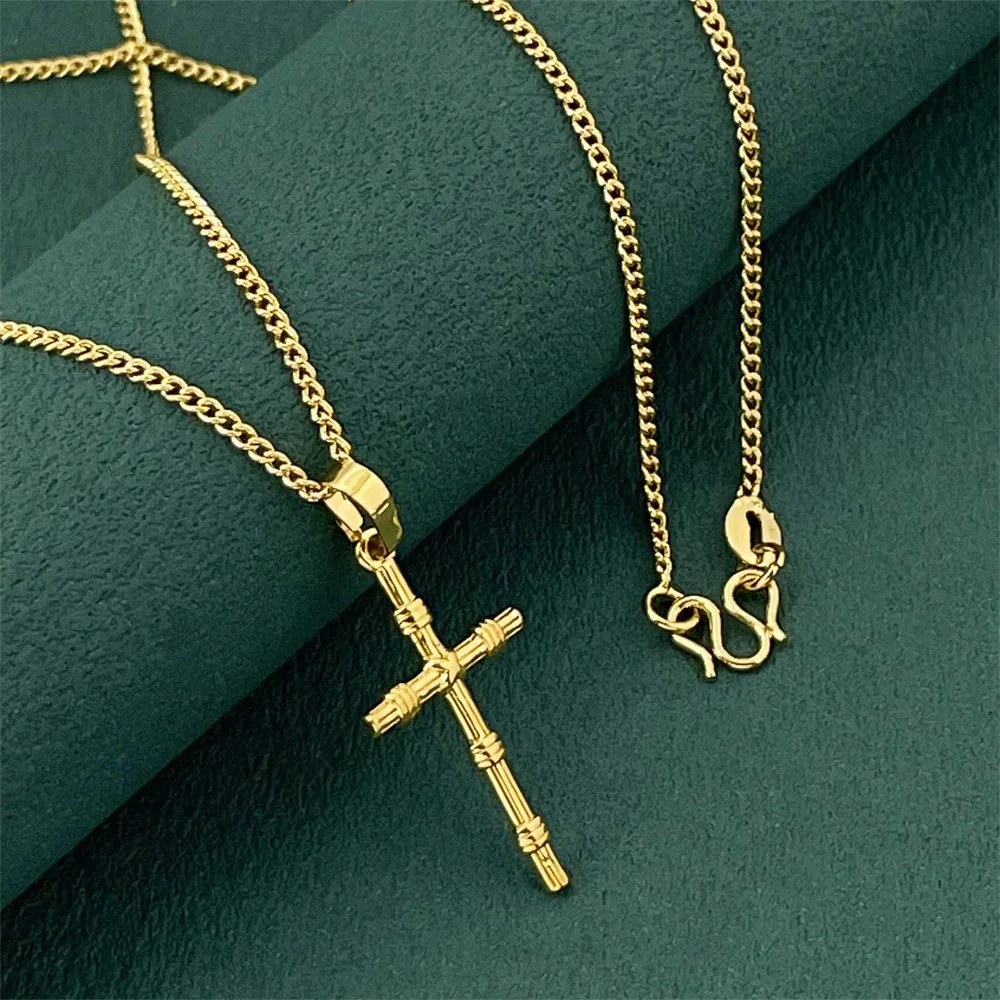 

Luxury 24K 9999 Pure Gold real gold Women's Exquisite Cross Pendant Necklace