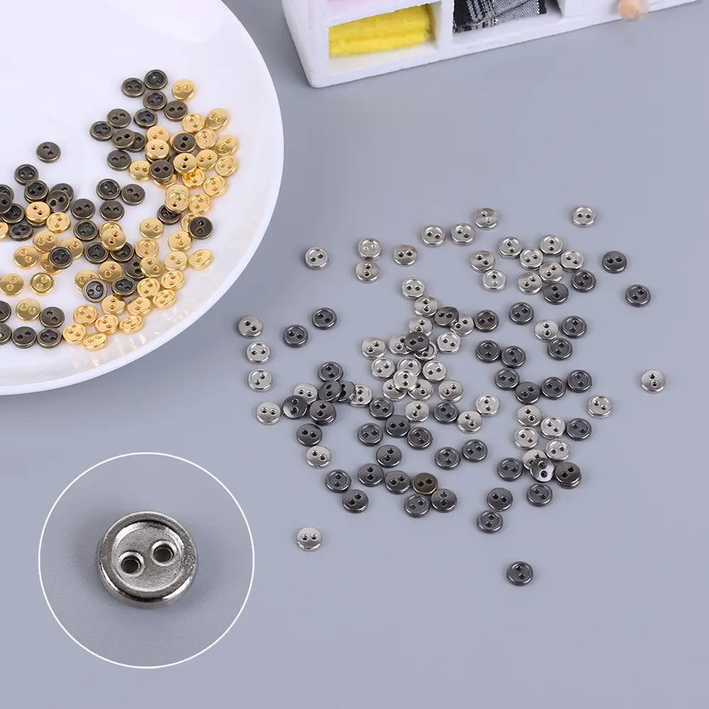 50 Pcs/lot Mini Metal Buttons 3mm/4mm/5mm Handmade Cute DIY doll clothes round buttons Miniature Doll Clothes Accessories