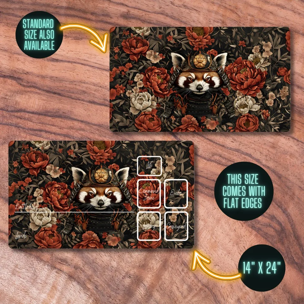 TCG Playmat with or without zones, Red Panda Themed TCG Playmat, Unofficial CCGPlaymat, Trading Card Game Accessories
