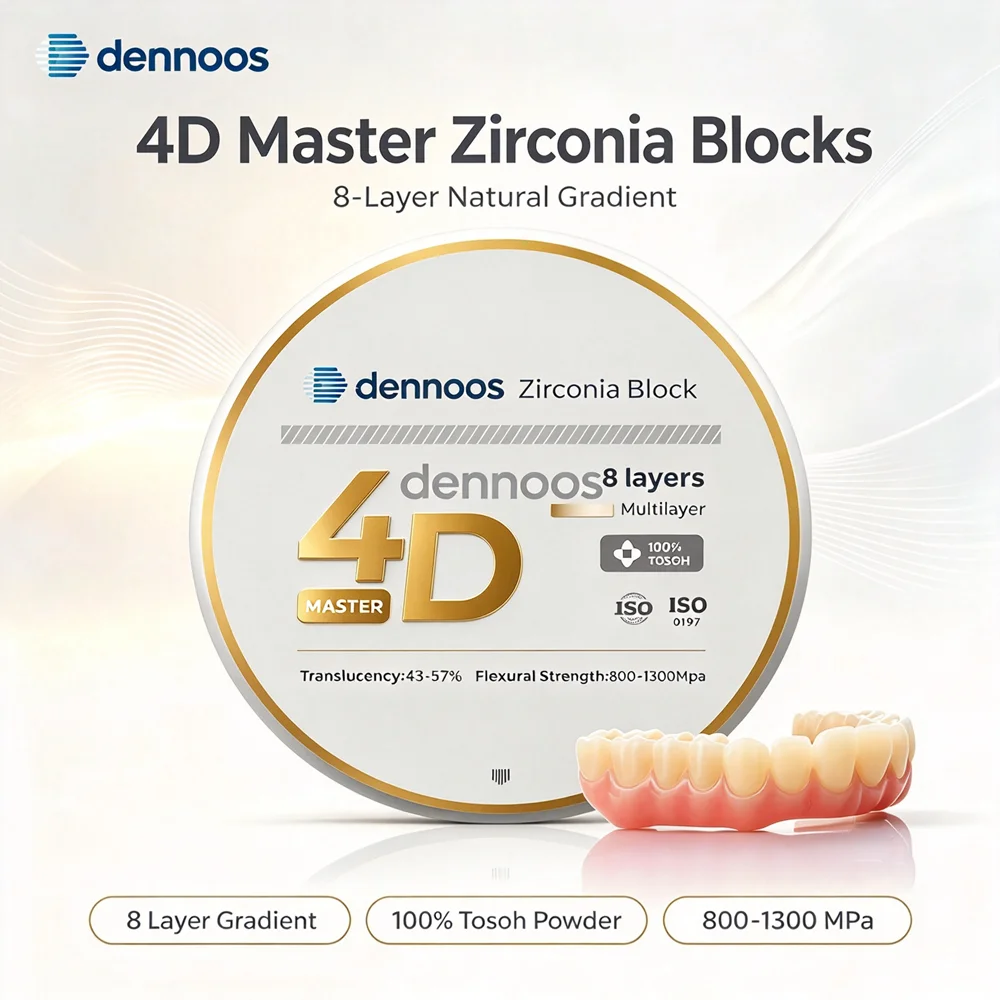 100% Tosoh Zirconia 4D Master Multilayer Blocks Aesthetics 98mm 8 Layers Disc Multi-Color for Open CAD/CAM Dental Lab Materials