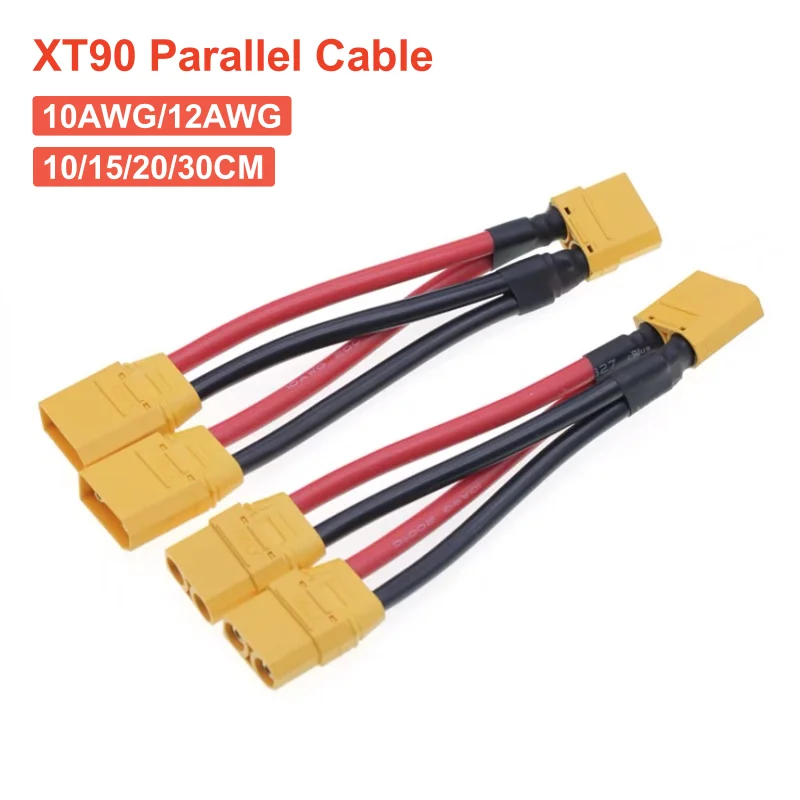 XT90 Parallel Battery Connector Male/Female Cable Dual Extension Y Splitter 3-Way 10AWG Silicone Wire for Battery Charger Motor