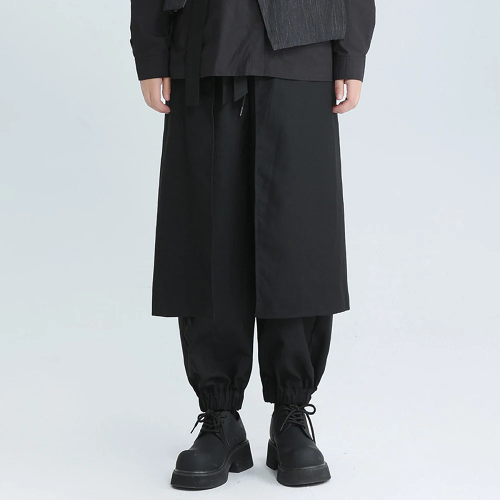 

XS-5XL Winter Men's Solid Color Patchwork Skirt Pants American Retro Fashion Trend High Street Loose Casual Niche Men's Bottoms