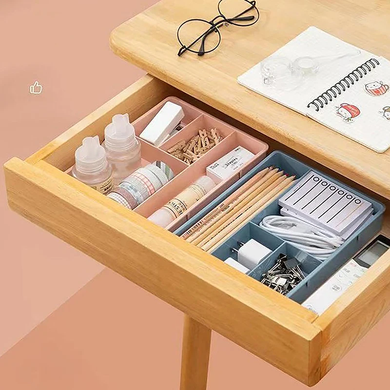 Desk Drawer Organizer Stackable Multi-cell Desktop Storage Bin Tray Multi-Purpose Divider Container for Household Office Home