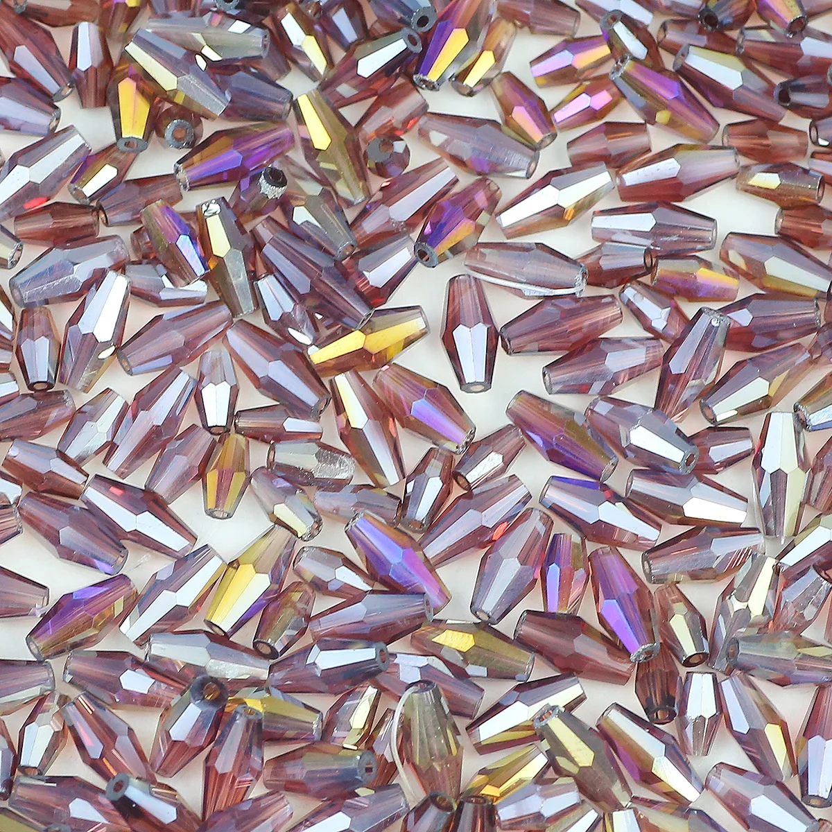100/200 stücke Lila AB Farbe Facettierte Österreichischen Kristall Lange Doppelkegel Spacer Lose Perlen Für Schmuck Machen DIY Armbänder Zubehör