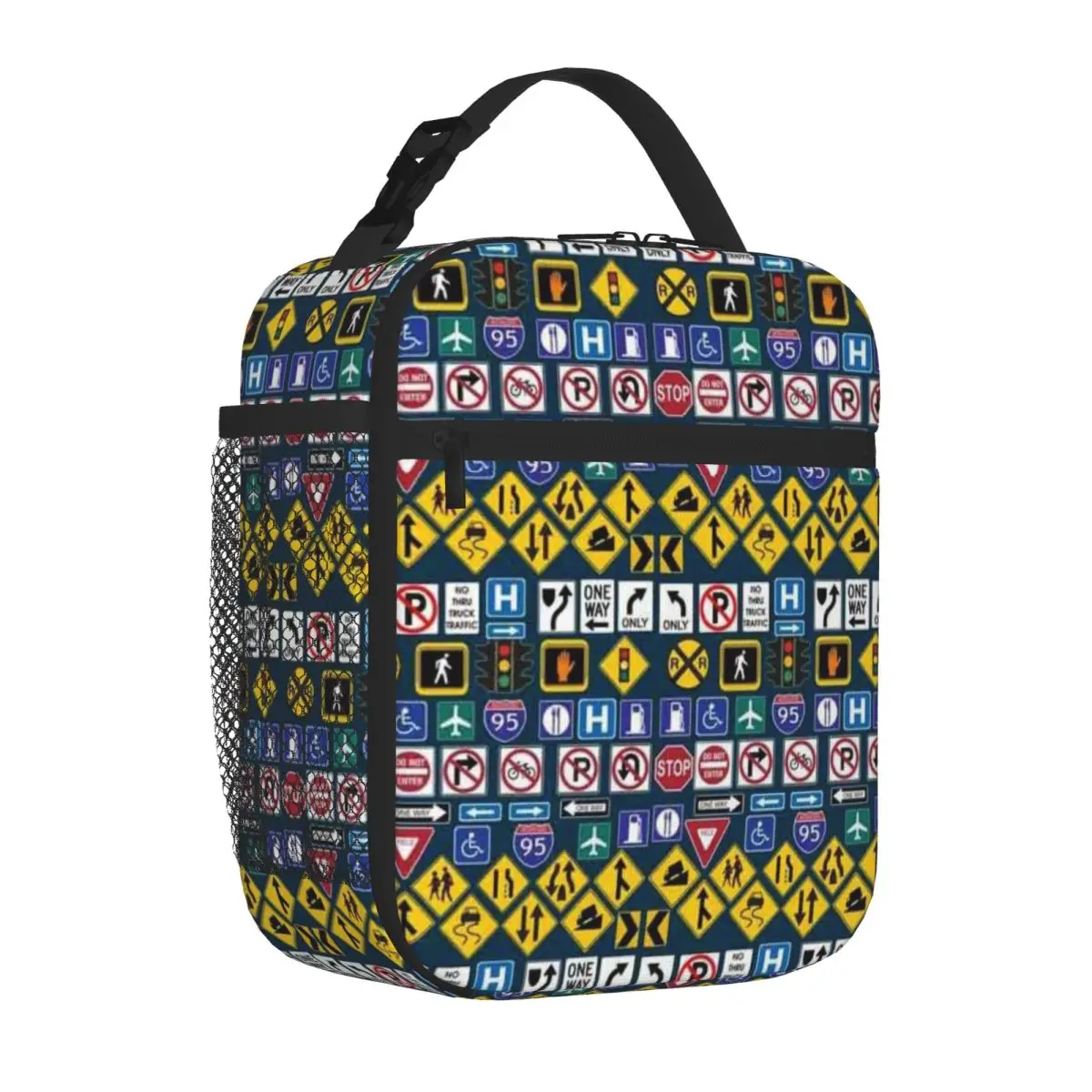 Bestselling Road Signs Regulations Signs School Style Bento Bag Auto Travel Office Lunch Bag