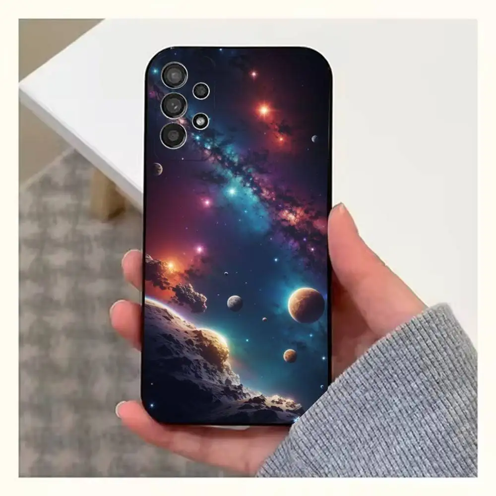 حافظة هاتف Space Art Planet Stars لهاتف سامسونج S25، S24، S23، S22، S20، S21، S10، Ultra، Plus، Lite، FE، غطاء أسود من السيليكون الناعم #6