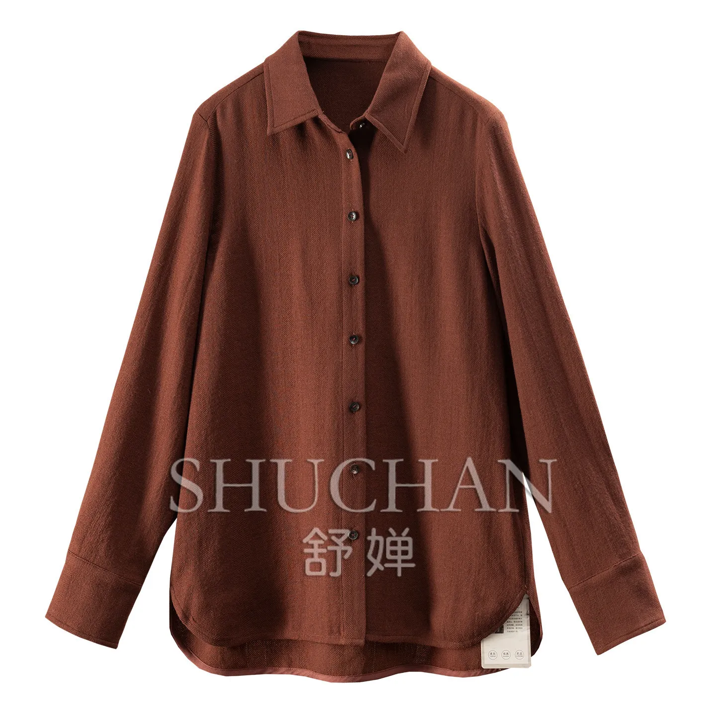 2026 Winter Shirt Warm Soft New Waxy Commuter Herringbone Pattern 100% Wool Shirt Women's E094