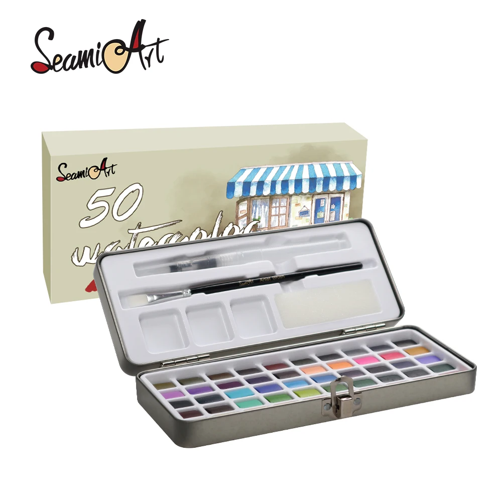 50Color Solid Watercolor Paint Set Portable Watercolor Pigment for Artist Drawing Watercolor Paper Art Supplies Dropshipping