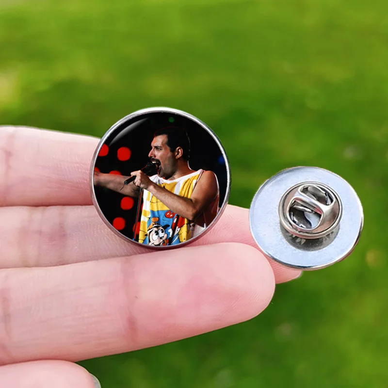 Stainless Steel Freddie Mercury Lapel Pin Pop Singer Poster Brooch Backpack Badge Accessories for Friend Christmas Gift