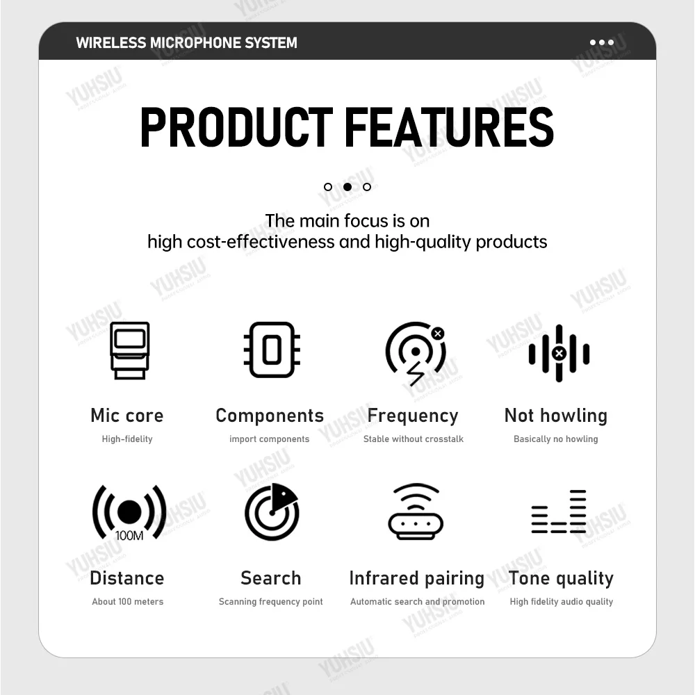 YUHSIU Professional UHF 8 channels Wireless Microphone Handheld lavalier Headset FM Mic For stage performance Band conference