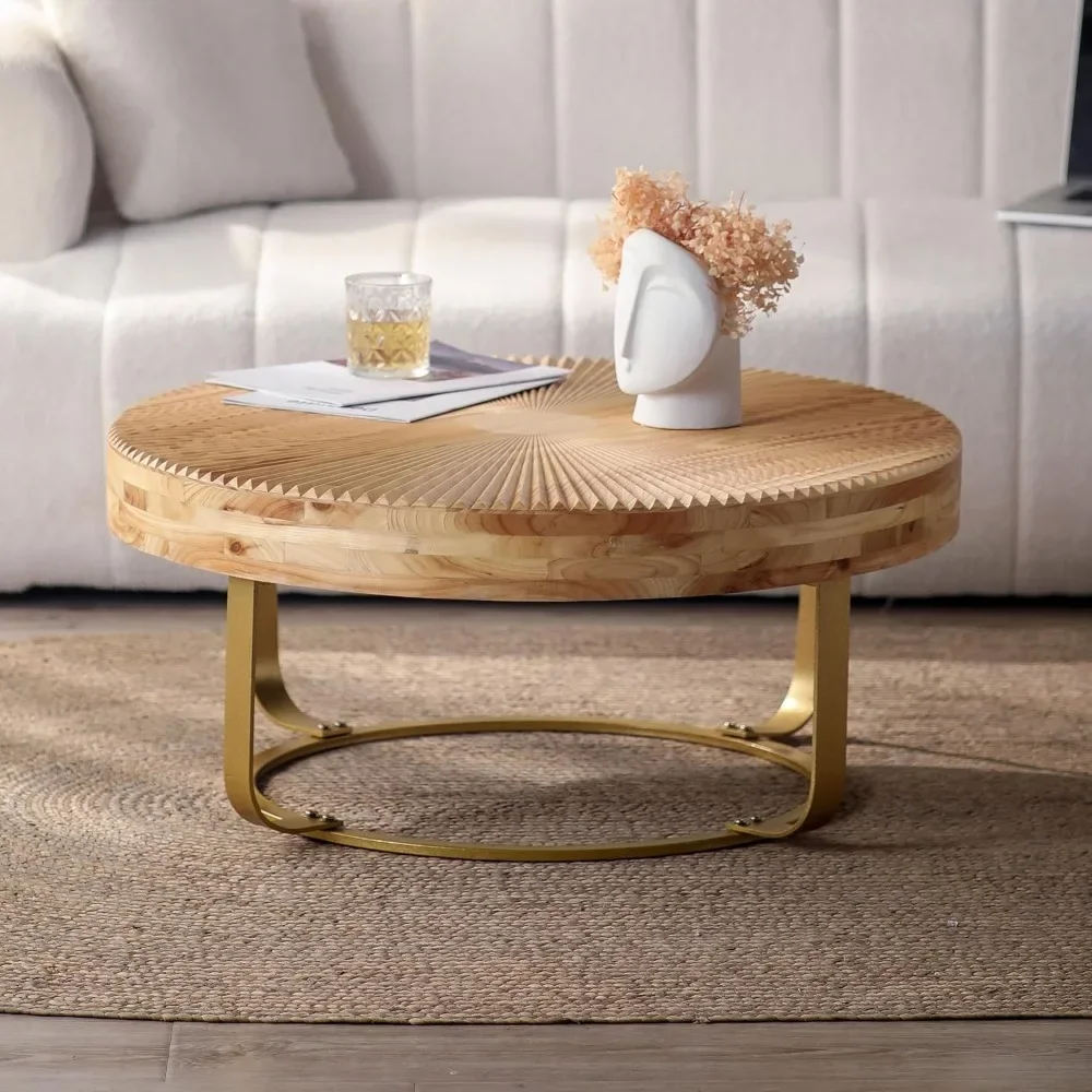 Z Rustic Circular Coffee Table With Metal Stand 31.5