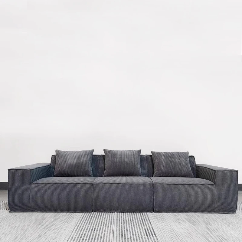 

Single Sofa Set Vacuum Compression Light Colour Corduroy Fabric Simple Modular Reclining Corner Sofa Bed