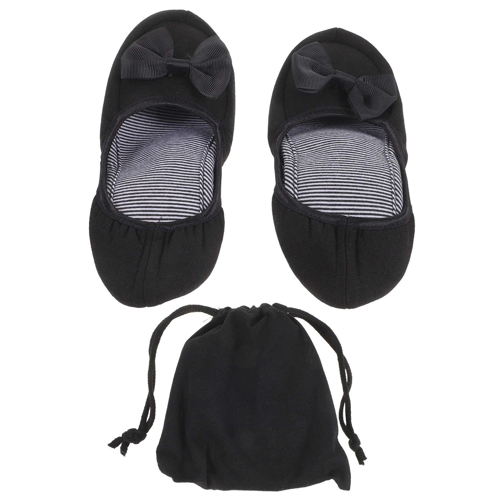 Portable Indoor Slippers House Women Foldable Ballet Flats Black Folding Travel