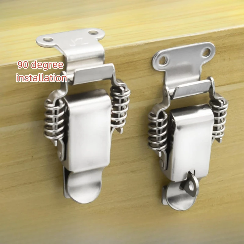 Stainless Steel Spring Hasp 90 Degree Wooden Case Lock Buckle Mechanical and Electrical Box Hasp Hardware Box Accessories