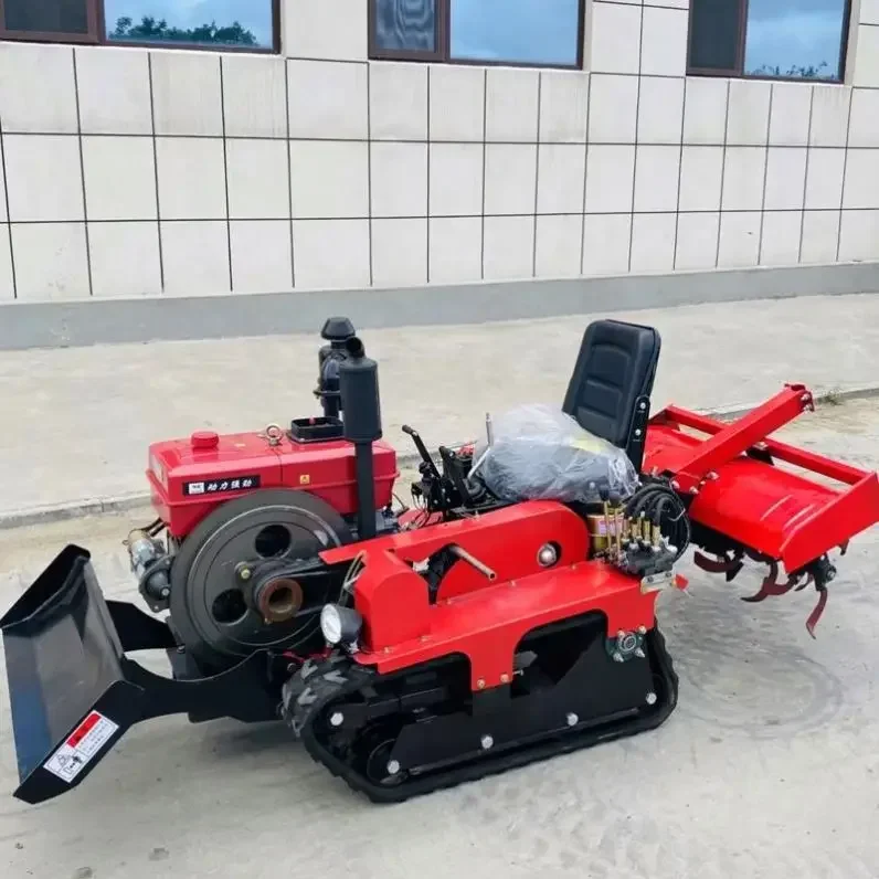 New Multi Functional Micro Self Propelled Rotary Tiller Ditching Small Agricultural Field Crawler Tractor Wholesale