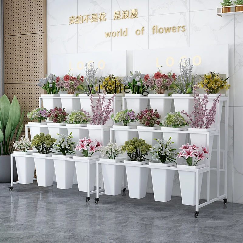 

ZK stall flower stand movable flower shop flower bucket special display stand wrought iron multi-layer household shelf