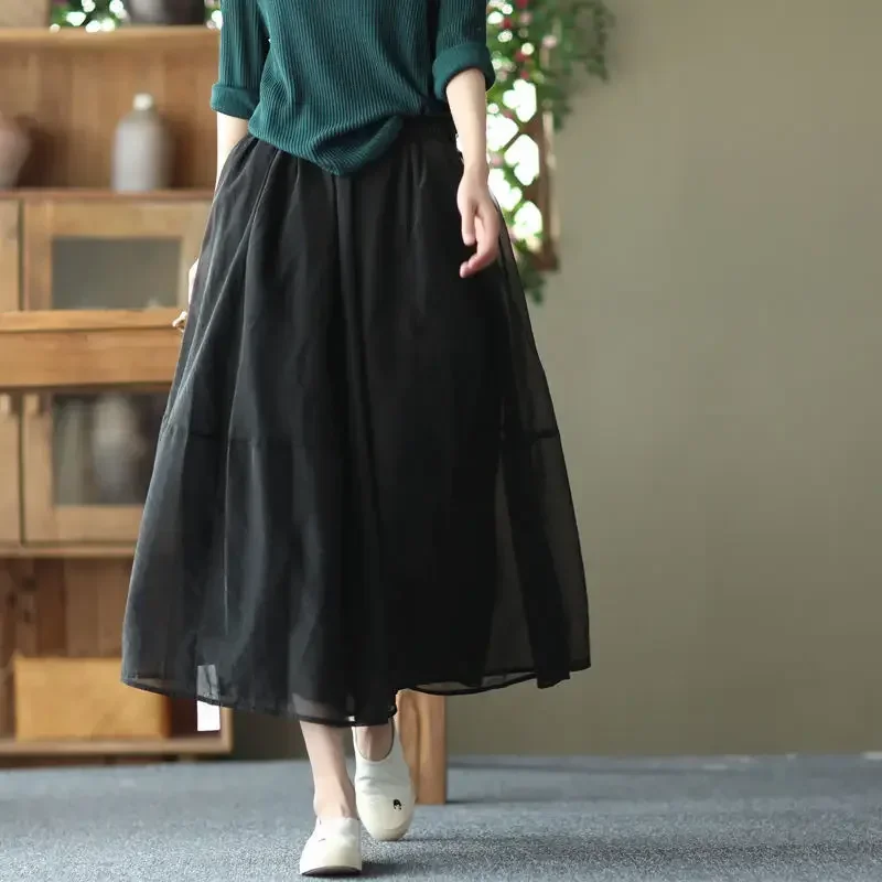 

Skirts Midi Patchwork Women's Skirt Modest Aesthetic Chic and Elegant Premium Stylish Streetwear Summer 2025