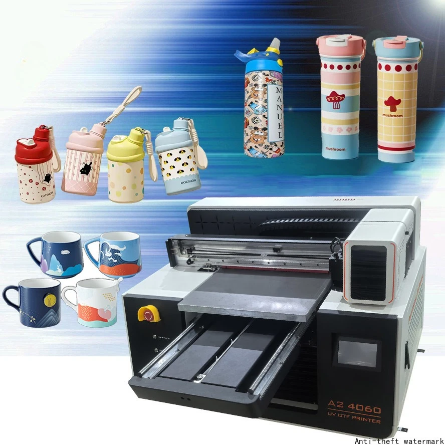 Small A2 Flatbed UV Dtf Inkjet Printer for Phone case Glass Bottle Pen PVC Acrylic Ceramic Wood Metal UV Effect Printing Machine