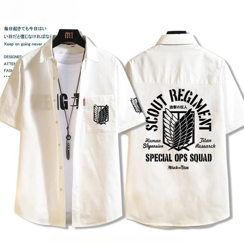 Nueva camiseta de manga corta periférica bidimensional de Anime creativo con alas de libertad gigantes de ataque, camiseta holgada informal, regalo de vacaciones