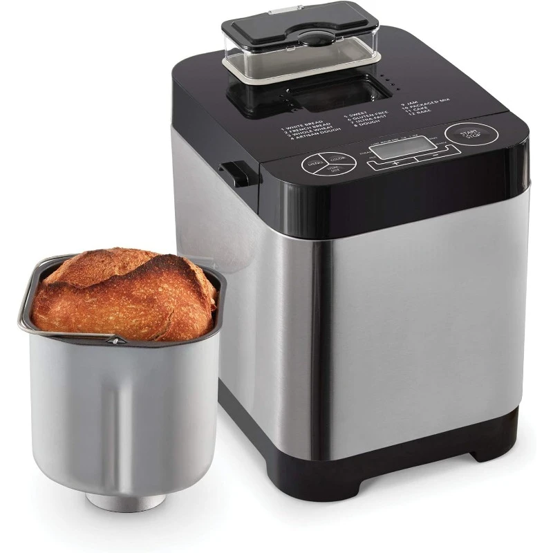 

Everyday Stainless Steel Bread Maker, Up to 1.5lb Loaf, Programmable, 12 Settings + Gluten Free & Automatic Filling Dispenser