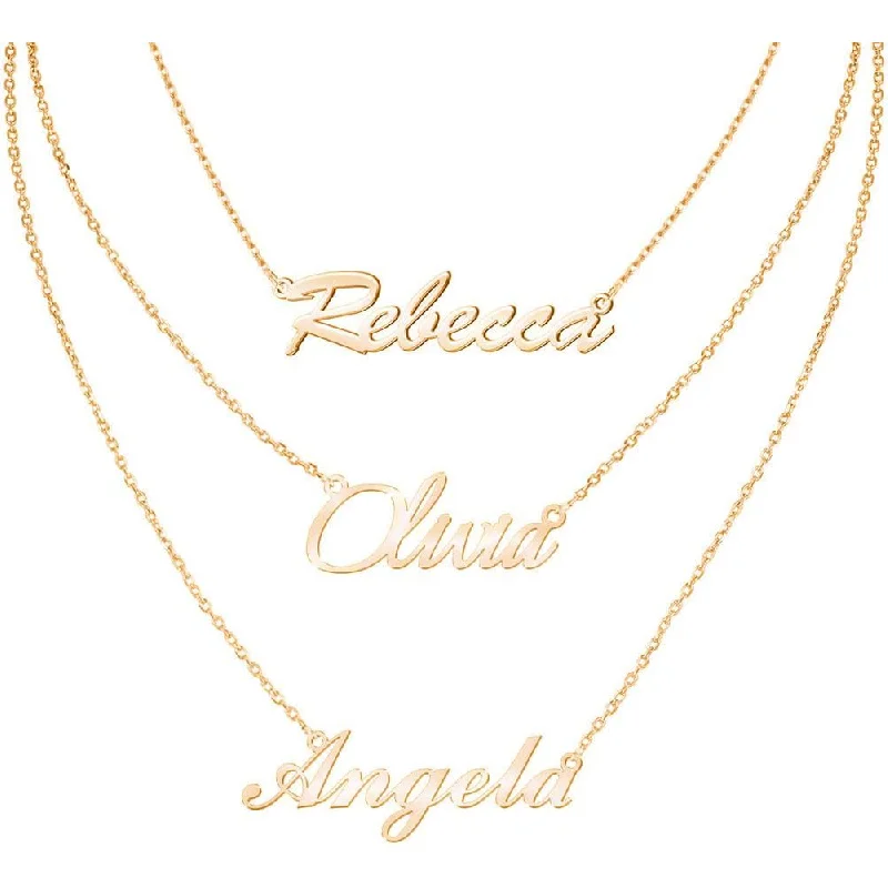 

925 Sterling Silver Personalized Triple Name Necklace - 3 Custom Names Layered Gift for Her Birthday Christmas Valentine's