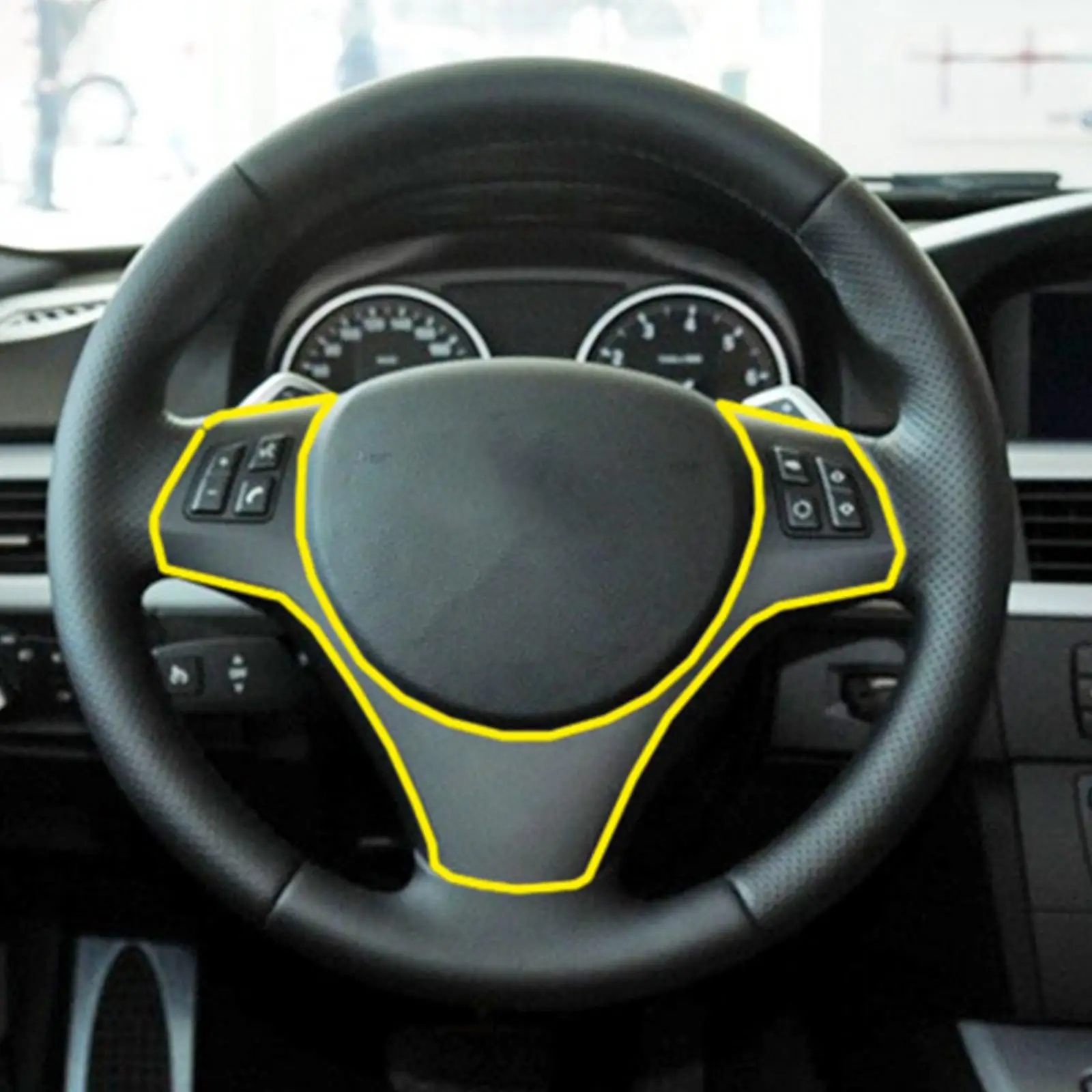 Steering Wheel Panel Trim Cover Direct Replaces Easy to Install Professional Carbon Fiber Pattern Interiors Molding for BMW
