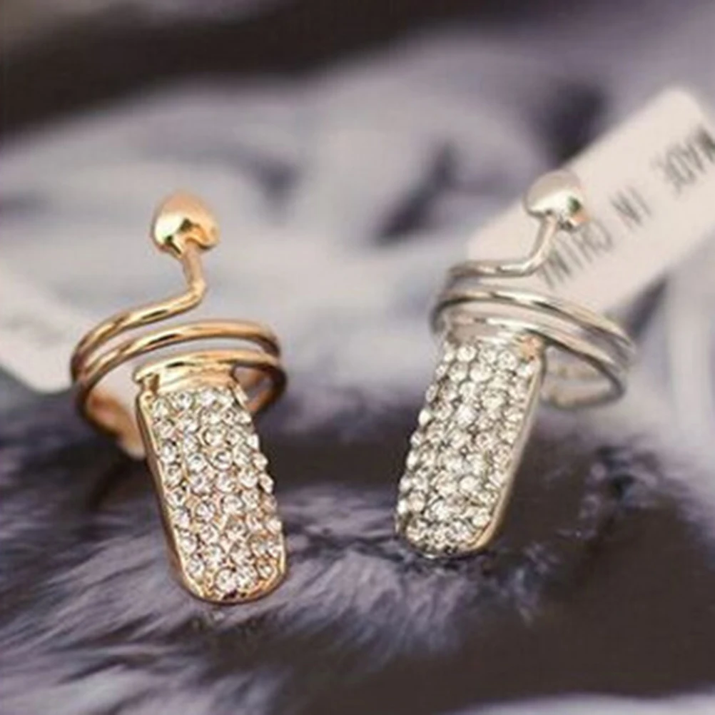 

2pcs Peach Heart Ring Rhinestone Decorations Durable Sparkling Comfortable Wear Cosplay Masquerade Art Gift for Women