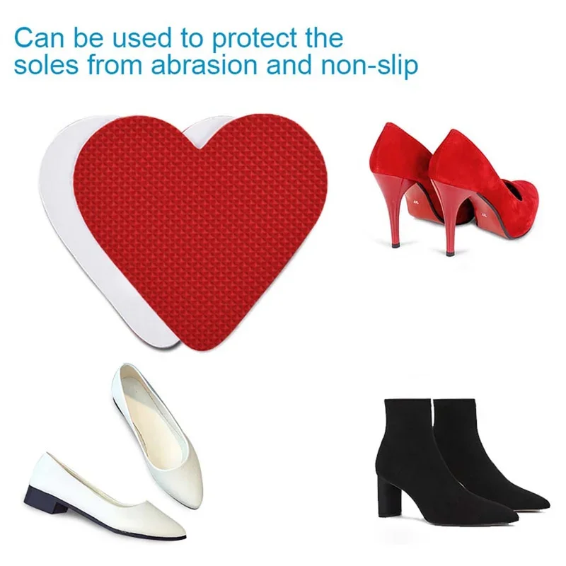 Shoe Soles Protector Stickers for Women High Heel Forefoot Pads Rubber Wear-resistant Inserts Heart-shaped Self-Adhesive Patches