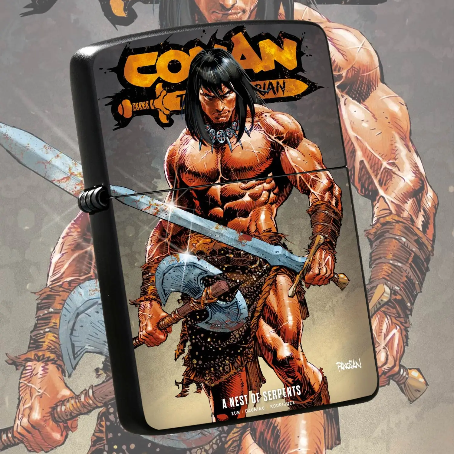 Conan The Barbarian Themed Lighter, All-Scenario Usable Portable Igniter, Retro Anime Printed Stylish Accessory for Daily Use Outdoor TripsGifting A Humorous And Interesting Lighter A Humorous And Interesting Lighter