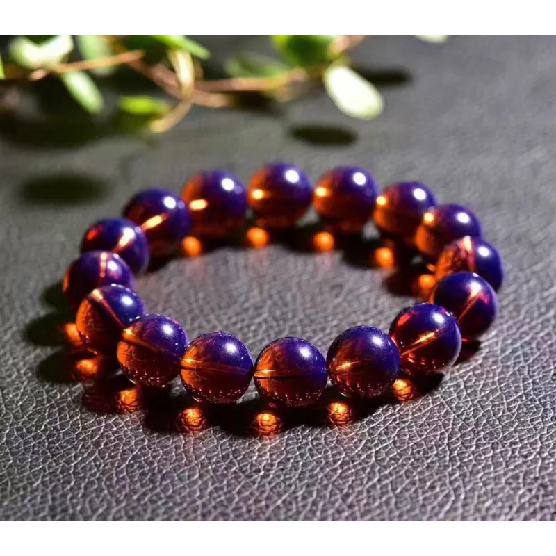 Pulsera de ámbar azul violeta dominicana, pulsera de ámbar de cera con cuentas de Buda de un solo círculo para hombres y mujeres