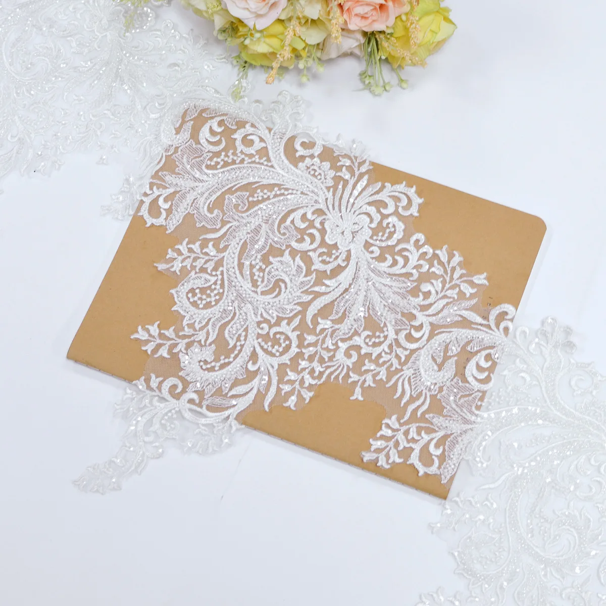 Summer Small Floral Sequins Bohemian Plant Pattern White Lace High 32cm Clothing Wedding Accessories